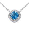 Image 1 : 14KT White Gold Topaz and Diamond Pendant Neckalce-#2014-9