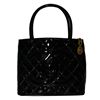 Image 1 : Authentic Designer Chanel Quilted Black Patent Leather Shoulder Bag with CC Gold Medallion-#481