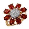 Image 1 : 14KT Yellow Gold Garnet and Diamond Ring-#428
