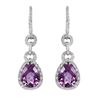 Image 1 : 14KT White Gold Amethyst and Diamond Earrings-#2027-2