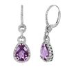Image 2 : 14KT White Gold Amethyst and Diamond Earrings-#2027-2