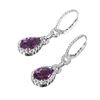 Image 3 : 14KT White Gold Amethyst and Diamond Earrings-#2027-2