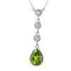 Image 2 : 14KT White Gold Peridot and Diamond Necklace-#2025-2