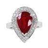 Image 3 : 14KT White Gold Ruby and Diamond Ring-#1512