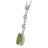 Image 3 : 14KT White Gold Peridot and Diamond Necklace-#2025-1