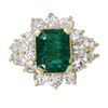 Image 3 : 14KT Yellow Gold Emerald and Diamond Ring-#1523