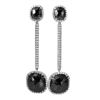 Image 1 : NEW Fancy Black and White Diamond 18KT White Gold Linear Dangle Drop Earrings-#1737