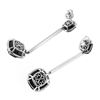 Image 2 : NEW Fancy Black and White Diamond 18KT White Gold Linear Dangle Drop Earrings-#1737