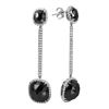 Image 3 : NEW Fancy Black and White Diamond 18KT White Gold Linear Dangle Drop Earrings-#1737