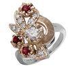Image 1 : 14KT White Gold Diamond and Ruby Ring-#440