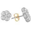 Image 2 : Platinum and 18KT Yellow Gold Diamond Stud Earrings-#283