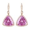 Image 1 : 14KT Rose Gold Custom Made Kunzite and Diamond Earrings-#948