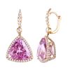 Image 2 : 14KT Rose Gold Custom Made Kunzite and Diamond Earrings-#948