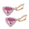 Image 3 : 14KT Rose Gold Custom Made Kunzite and Diamond Earrings-#948