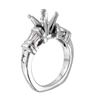 Image 2 : Platinum Semi-Mounting Mixed Diamond Engagement Ring-#1809