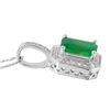 Image 2 : 14KT White Gold Emerald and Diamond Pendant and Chain-#1480