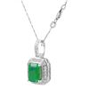 Image 3 : 14KT White Gold Emerald and Diamond Pendant and Chain-#1480