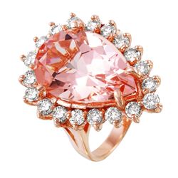 14KT Rose Gold Morganite and Diamond Ring-#1339