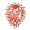 Image 3 : 14KT Rose Gold Morganite and Diamond Ring-#1339