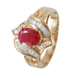 Ladies 14KT Yellow Gold Ruby and Diamond Ring -#1148