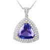 Image 1 : 14KT White and Yellow Gold Tanzanite and Diamond Pendant and Chain-#1549