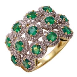 14KT Yellow Gold Emerald and Diamond Ring-#17