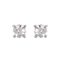 14KT White Gold Diamond Stud Earrings-#1640