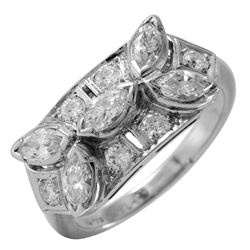 Platinum Art Deco Diamond Ring-#39