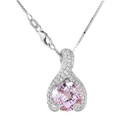 14KT White Gold Amethyst and Diamond Pendant and Chain-#293