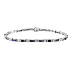 14KT White Gold Sapphire and Diamond Bracelet-#2128