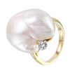 Image 1 : 14KT Yellow Gold Diamond and Pearl Ring-#1357