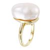 Image 2 : 14KT Yellow Gold Diamond and Pearl Ring-#1357