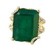 Image 3 : 18KT Yellow Gold Hand Made Emerald and Diamond Ring-#916