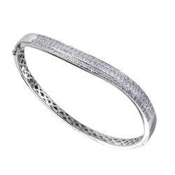 14KT White Gold Diamond Bangle Bracelet-#2012-9