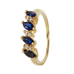 14KT Yellow Gold Sapphire and Diamond Ring-#475