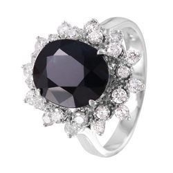 14KT White Gold Sapphire and Diamond Ring-#1476