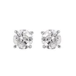 14KT White Gold Diamond Stud Earrings-#1580