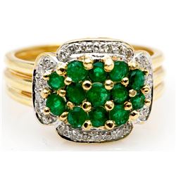 14KT Yellow Gold Emerald and Diamond Ring-#51