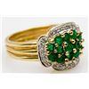 Image 2 : 14KT Yellow Gold Emerald and Diamond Ring-#51