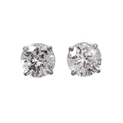 14KT White Gold Diamond Stud Earrings-#1652