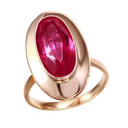 14KT Rose Gold Synthetic Sapphire Ring-#1829