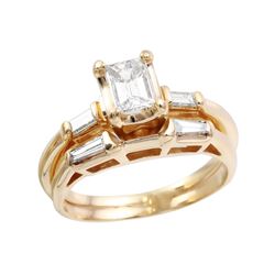 18KT Yellow Gold Diamond Engagement Ring and Wedding Band-#751