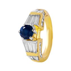 14KT Yellow Gold Sapphire and Diamond Ring-#124