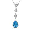 Image 3 : 14KT White Gold Topaz and Diamond Necklace-#2034-9