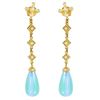 Image 1 : 18KT Yellow Gold Iolite and Diamond Earrings-#1858