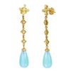 Image 2 : 18KT Yellow Gold Iolite and Diamond Earrings-#1858