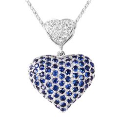 14KT White Gold Sapphire and Diamond Pendant and Chain-#2130