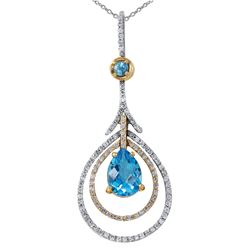 14KT White and Yellow Topaz and Diamond Pendant and Chain-#2019-2
