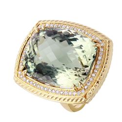 14KT Yellow Gold Amethyst and Diamond Ring-#913