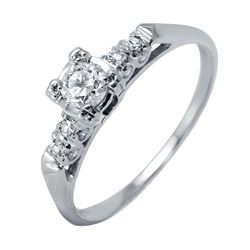 14KT White Gold Vintage Style Diamond Engagement Ring-#499